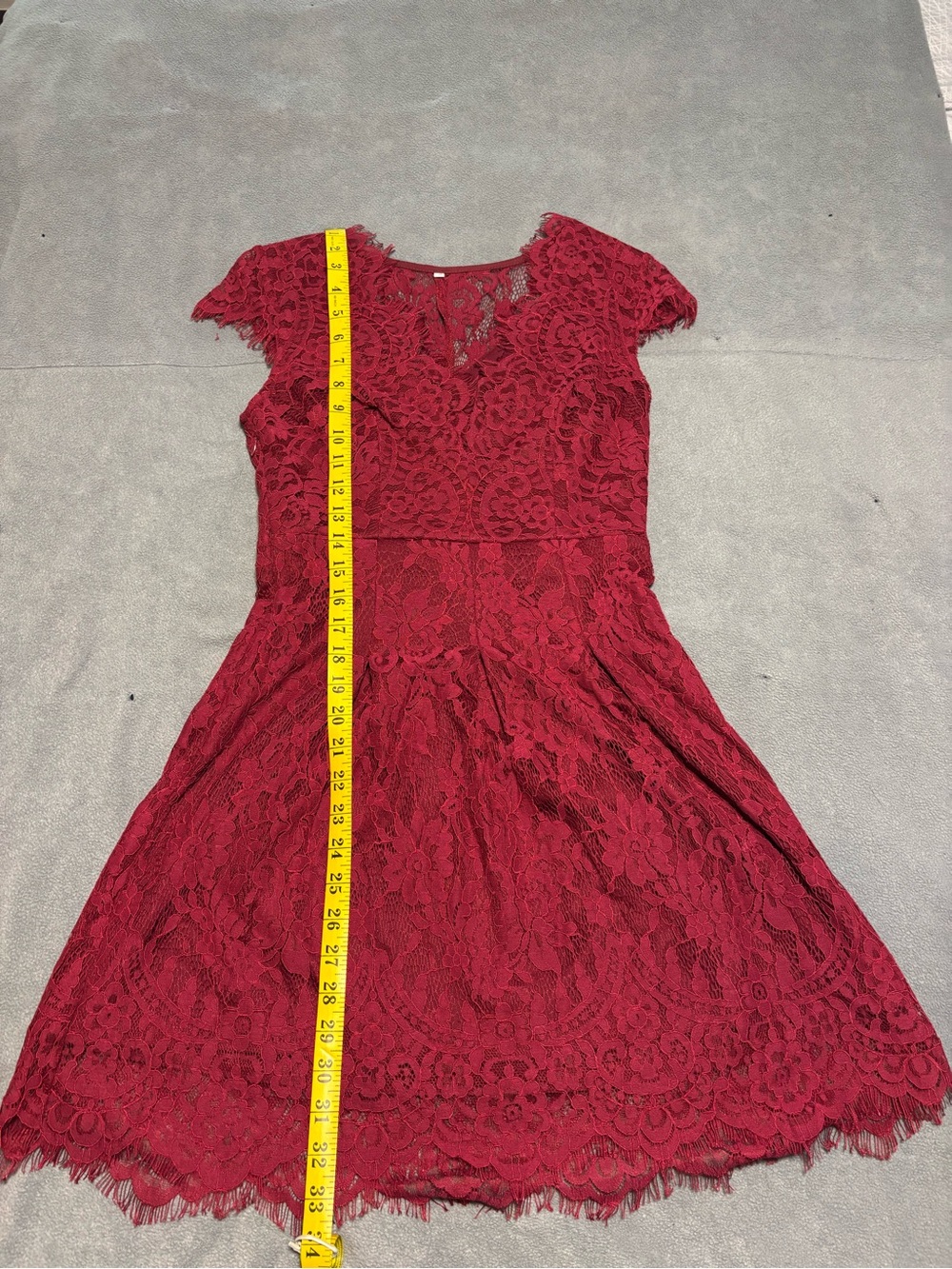 Red Lace Fit-and-Flare Dress